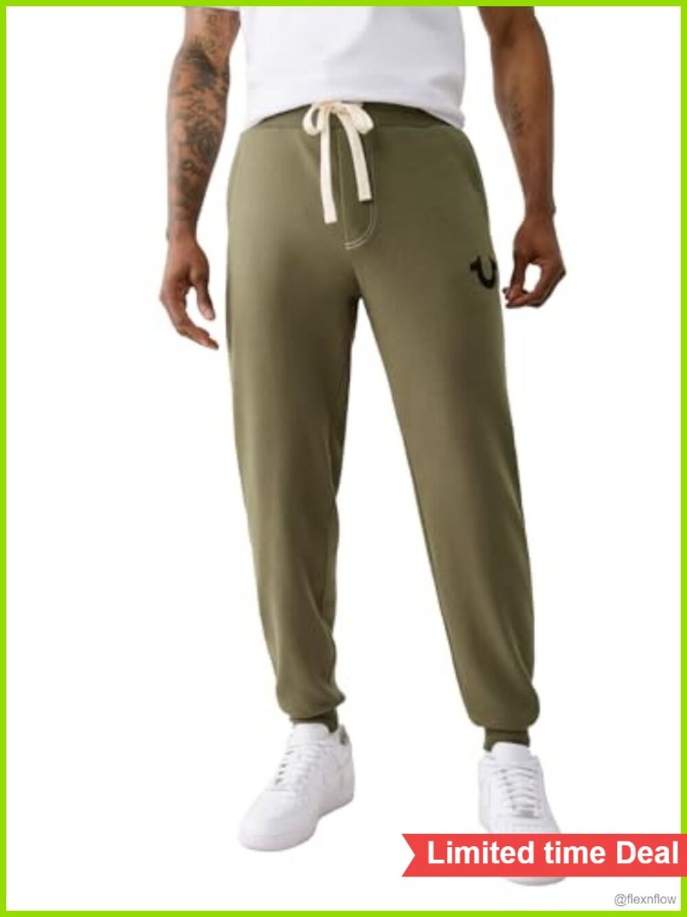 True Religion Classic Logo Jogger Sweatpants Drawstring Tapered